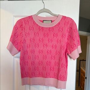 GG Vibrant Pink Logo Knit Top
